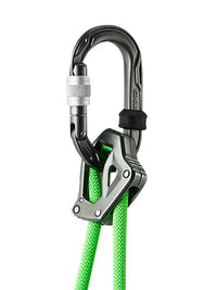 Edelrid Switch Double Adjust Personal Anchor - close up of device and Kiwi carabiner - The Climbing Shop