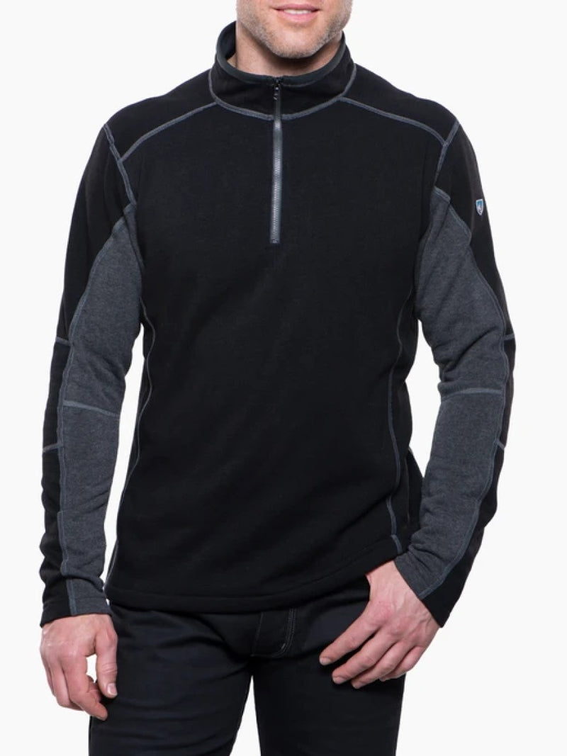 Kuhl Revel Quarter Zip Fleece Seater Black / Steel - front view - The Climbing Shop