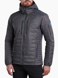 Kuhl Spyfire Hooded Down Jacket Carbon - front view - The Climbing Shop