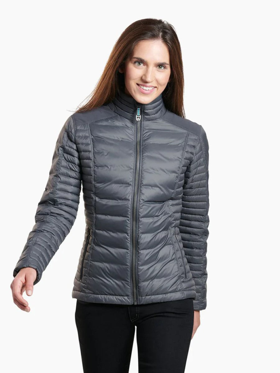 Kuhl Spyfire Womens Down Jacket carbon - front view - The Climbing Shop