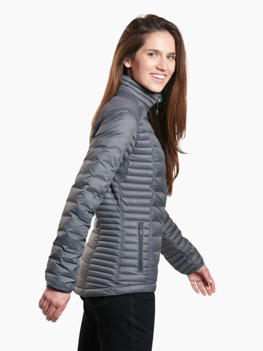 Kuhl Spyfire Womens Down Jacket carbon - side view - The Climbing Shop