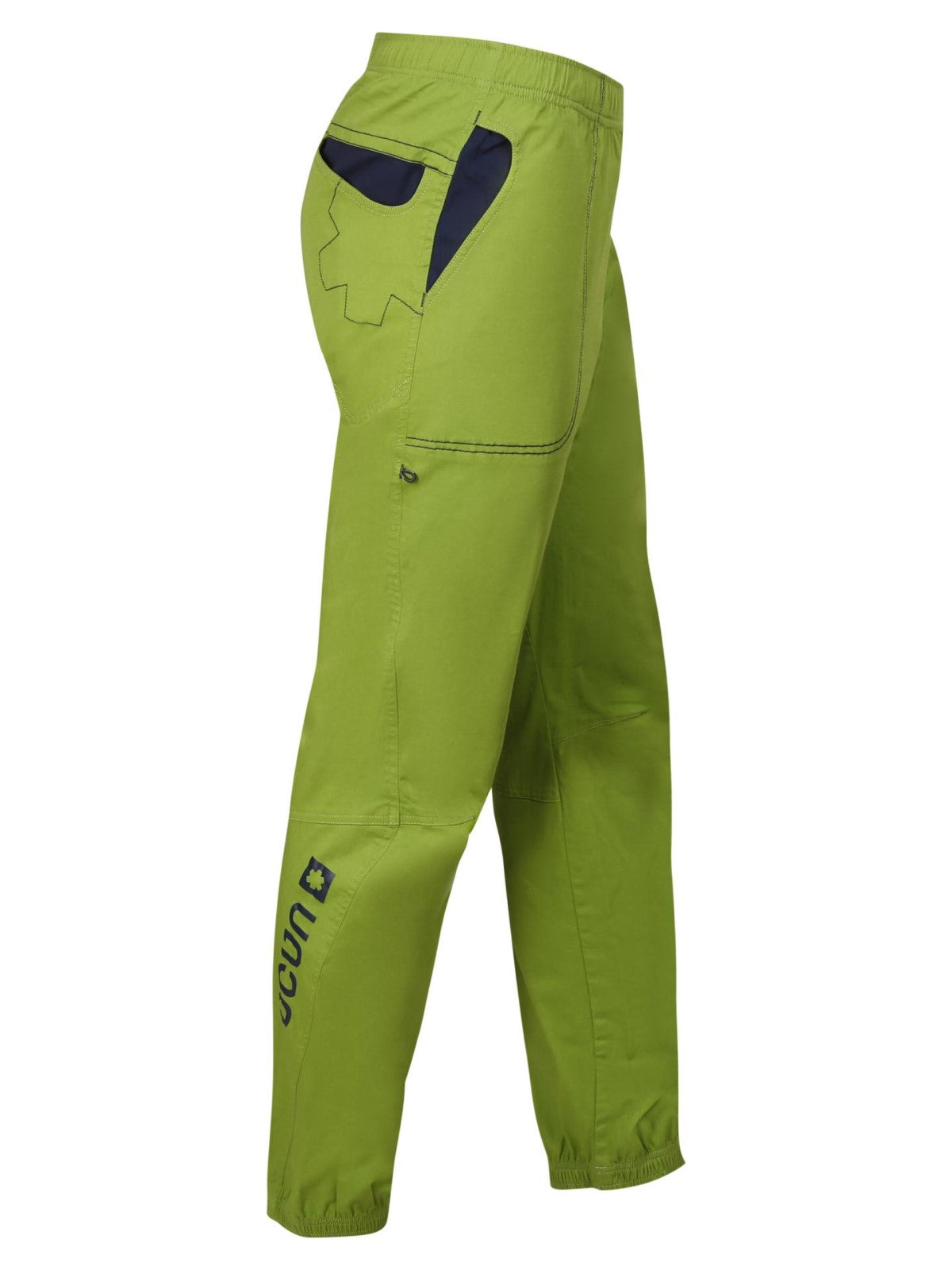 Ocun Jaws Climbing Pant Green Spindle Tree - side view - The Climbing Shop