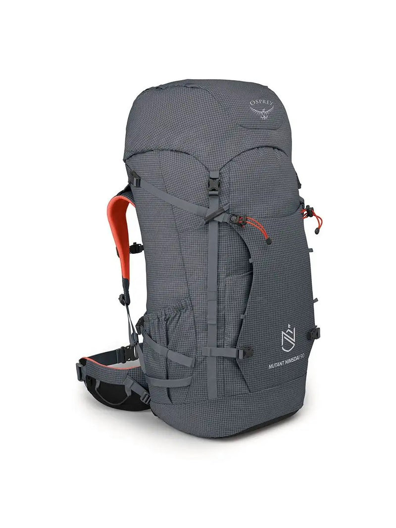 Osprey Nimsdai Mutant 90 litre mountaineering backpack - side and front view - The Climbing Shop