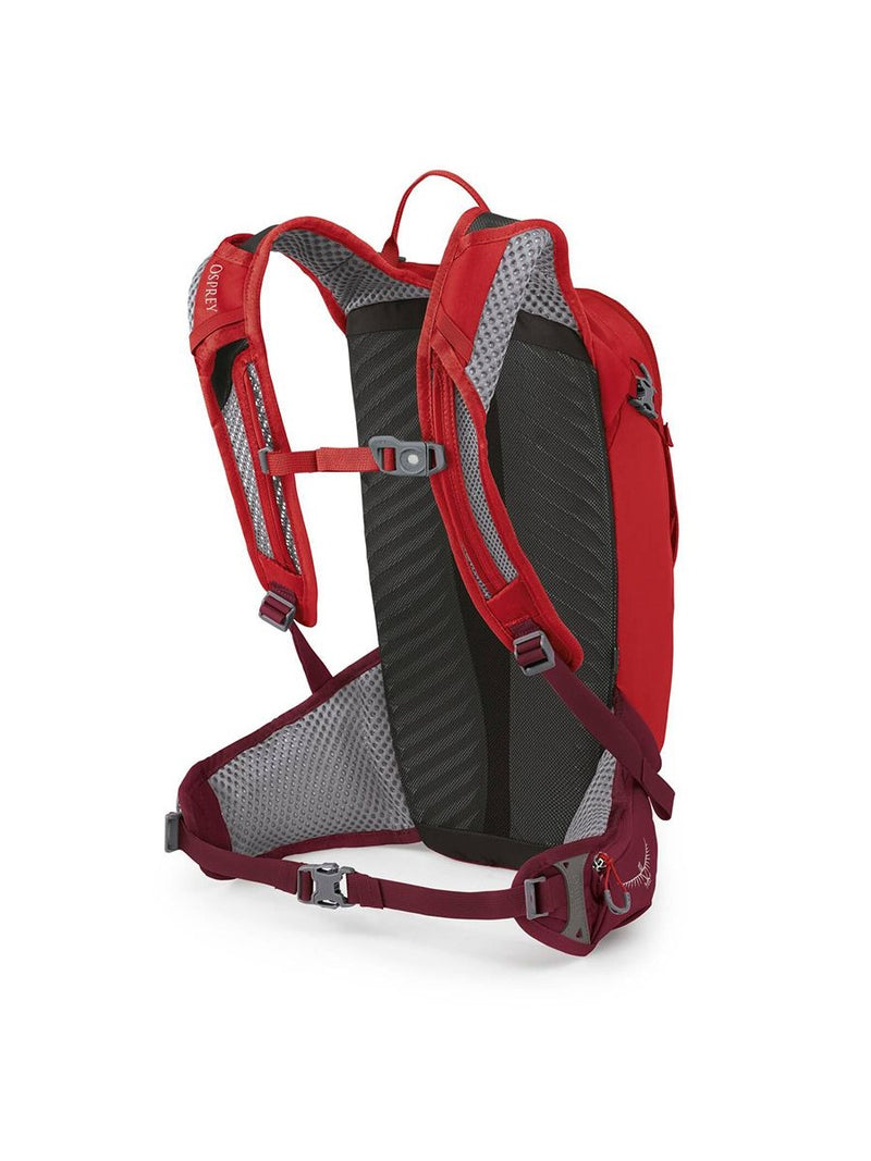 Osprey Siskin 12 litre ultimate red bike pack with 2.5 litre resevoir - back view - The Climbing Shop