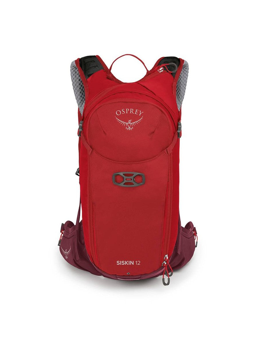 Osprey Siskin 12 litre ultimate red bike pack with 2.5 litre resevoir - front view - The Climbing Shop