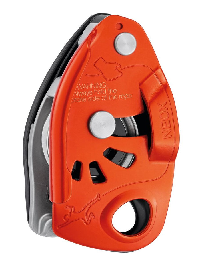 Petzl Neox Assisted Breaking belay device - orange - The Climbing Shop