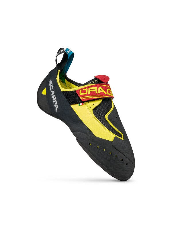 Scarpa Drago climbing | bouldering shoe - 45 degree outside toe view - The Climbing Shop