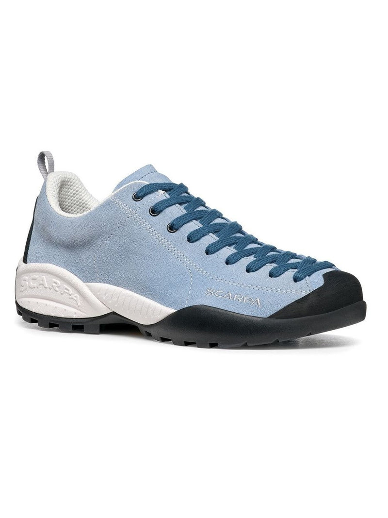 Scarpa Mojito Air Blue approach shoe 45 degree outside view - The Climbing Shop