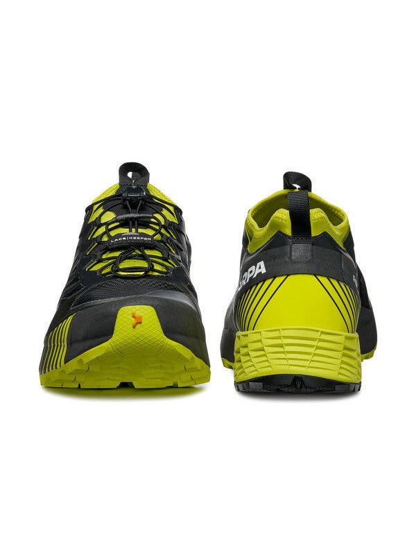 Scarpa Ribelle Run Black Lime trail running shoe - heel and toe - The Climbing Shop