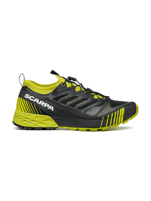 Scarpa Ribelle Run Black Lime trail running shoe - outside view - The Climbing Shop