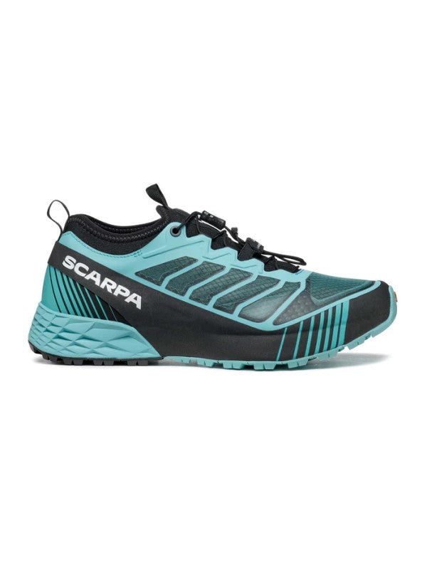 Scarpa Ribelle Run Womens Aqua Black trail running shoe - outside view - The Climbing Shop