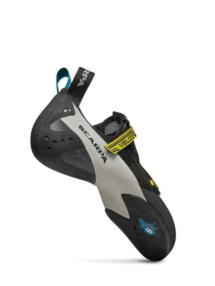 Scarpa Veloce climbing | bouldering shoe - 45 degree outside heel view - The Climbing Shop